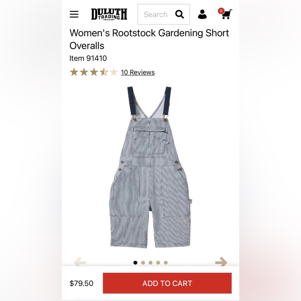 BNWT Duluth Trading Co Women's Rootstock Gardening Short Overalls